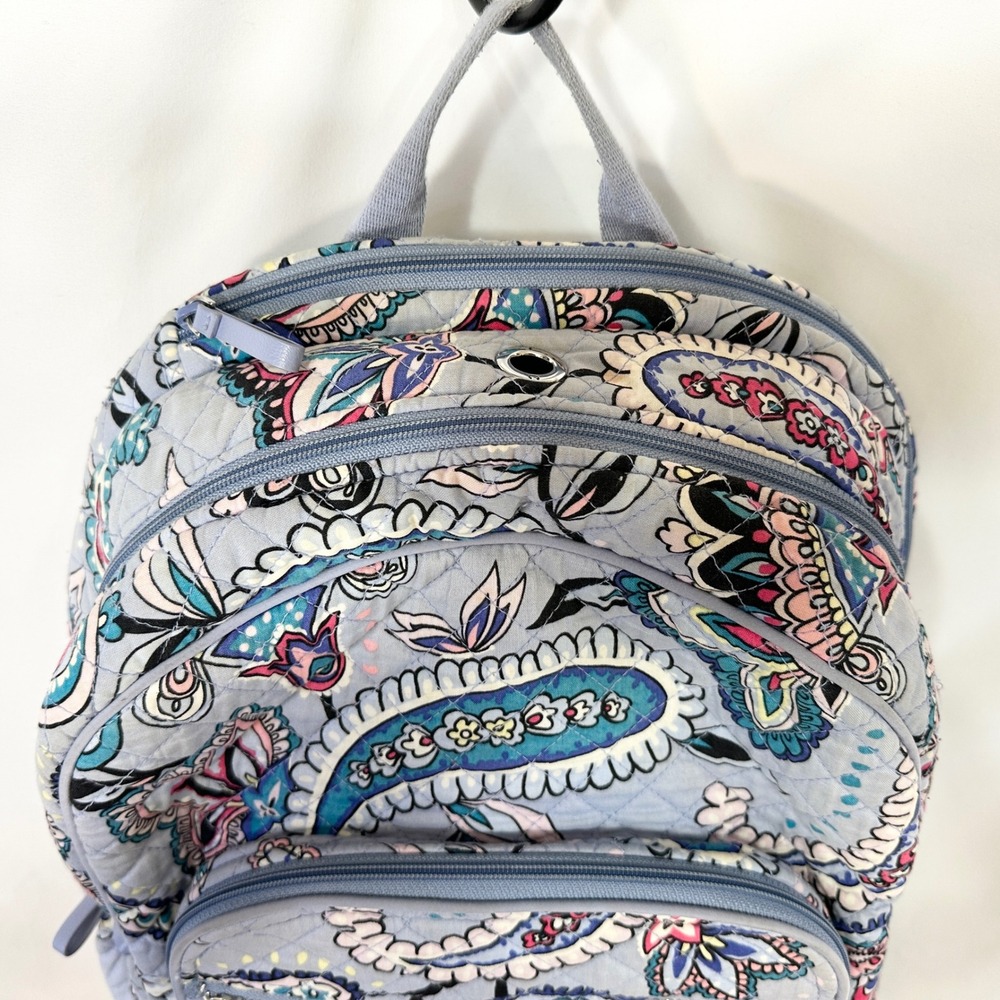 Vera Bradley Iconic Campus Backpack Makani Paisley Blue Quilted Cotton Student - Picture 7 of 10